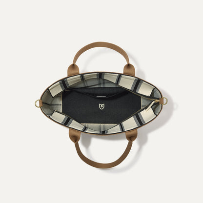 The Lightweight Zip Tote in Coastline, shown from above with the interior exposed.