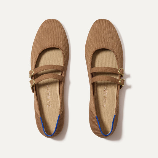 The Double Buckle Mary Jane in Java Chip shown from the top.