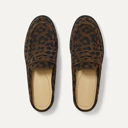 The Penny Loafer Mule in ReVelvet Cheetah shown from the top.