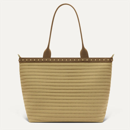 PDP |The Lightweight Zip Tote in Brown Butter Crochet shown from the front.