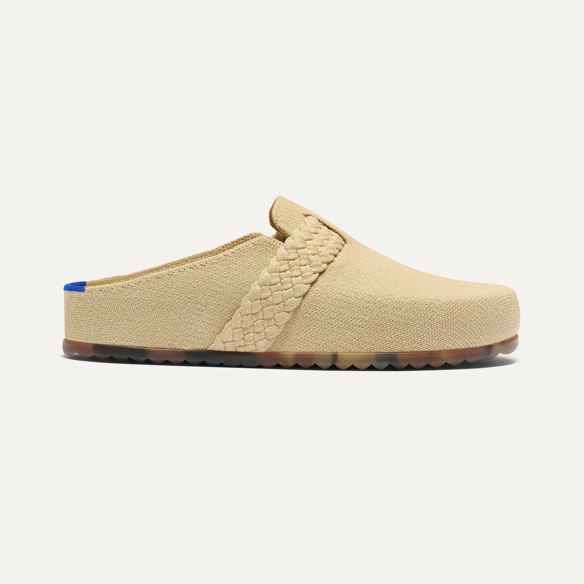 side | The Braid Clog in Wheat shown from the side.