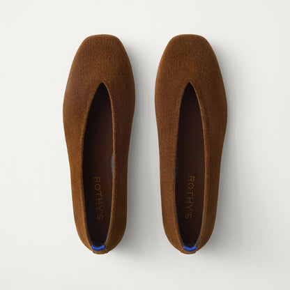 PDP |The Max Square Ballerina in ReVelvet Russet shown from the top.